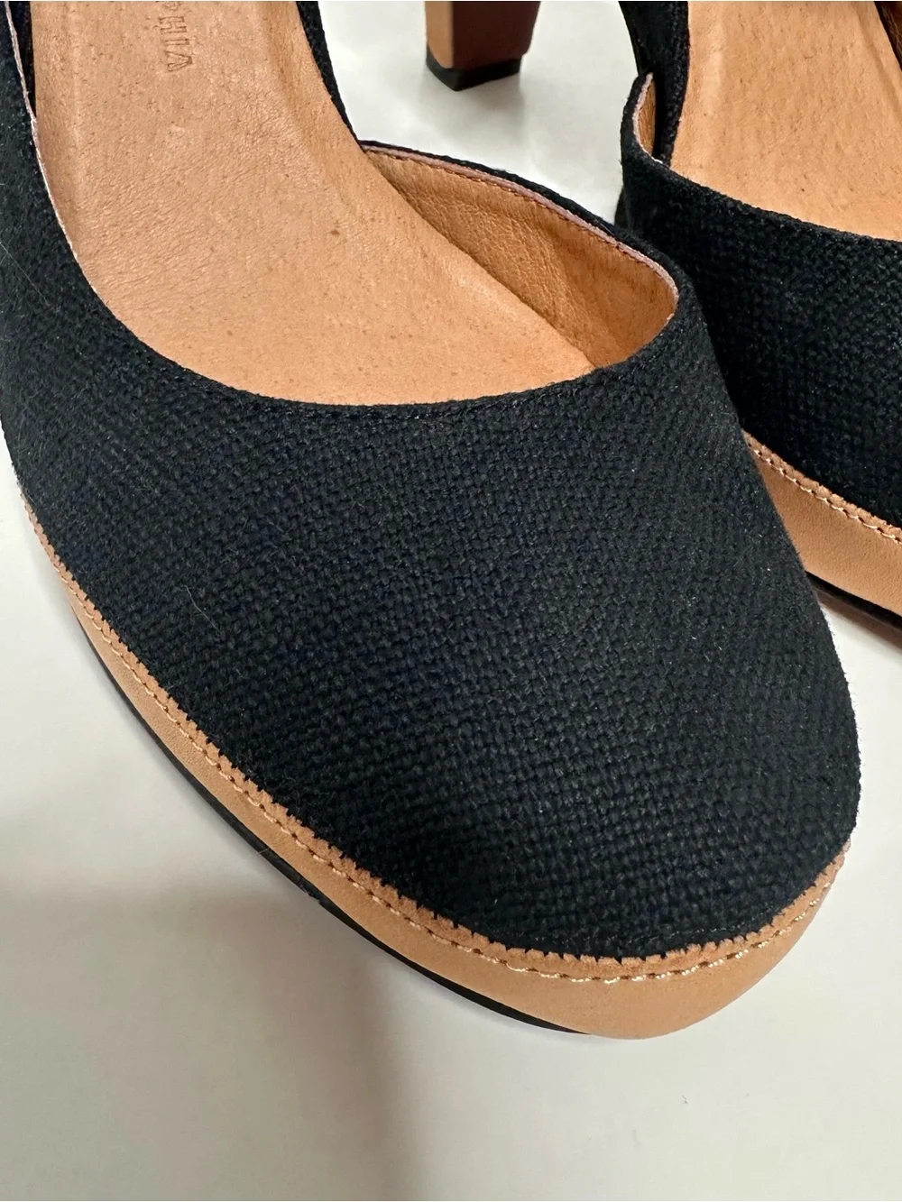 Schuler & Sons Philadelphia Anthropologie Canvas Leather Criss Cross Heels 9.5